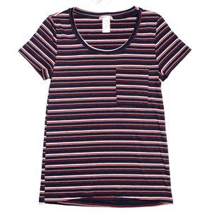 Honey and Lace Dixon Tee Red White & Blue Stripes Ribbed Material Small New NWT